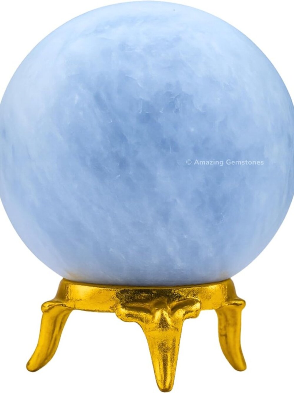 Blue Calcite Crystal Ball with Stand - 1.5" Meditation Sphere for Home Decor